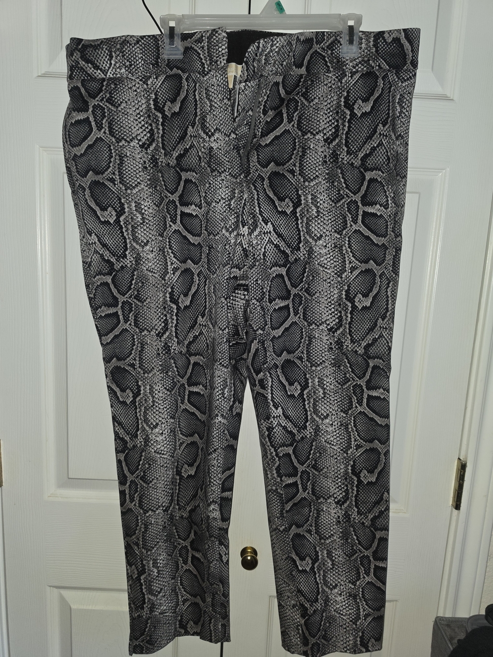 Michael Kors Black and Gray Stretch Snake-Print Pants